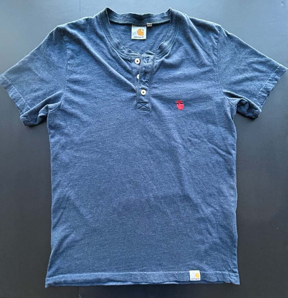 Carhartt Henley Size S Blue Short Sleeve